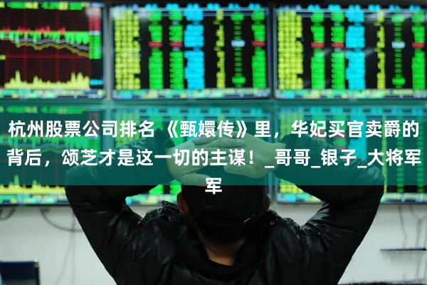 杭州股票公司排名 《甄嬛传》里，华妃买官卖爵的背后，颂芝才是这一切的主谋！_哥哥_银子_大将军